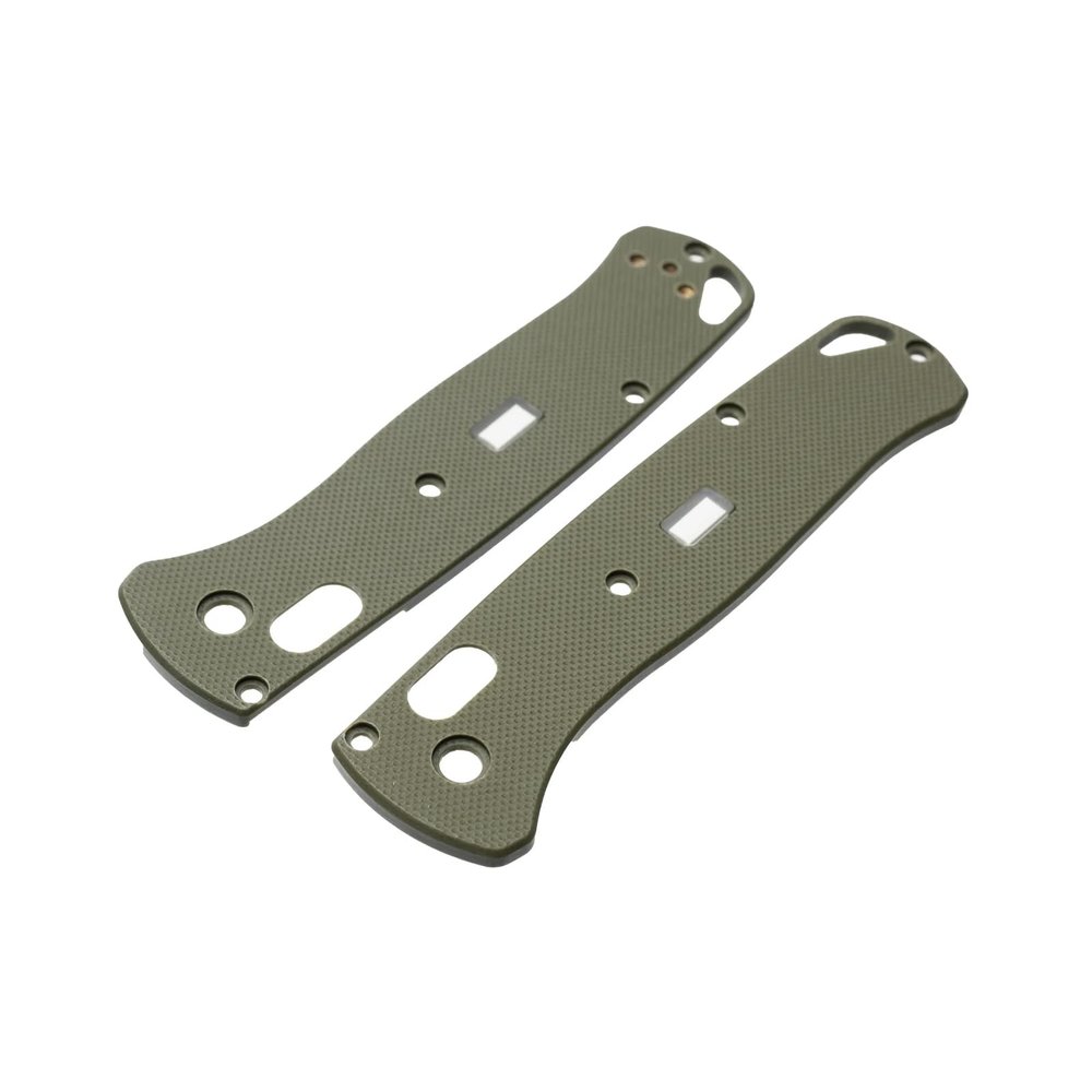 Glow Rhino G10 Scales for Benchmade Bugout Knife with 2 XL Tritium Inserts - Smooth Texturing G10 Handles, Olive Drab Green