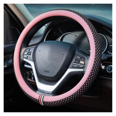 FUERU Car Steering Wheel Cover Set Car Steering Wheel Cover Soft Leather Waterproof Anti-Wrinkle Car Interior Decorations (Color : 1#)