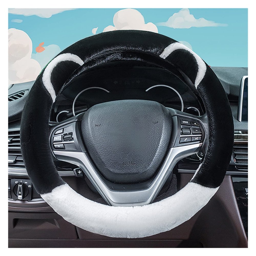FUERU Car Steering Wheel Cover Set Car Steering Wheel Cover Winter Short Plush Skin-Friendly Warm Car Interior Creative Gift (Color : 1#)