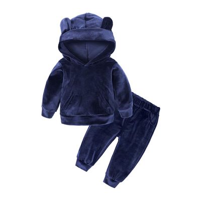 MYGBCPJS Little Boys Cute 3D Ear Outfits Set Kids Hooded Fleece Pullover + Pants Blue