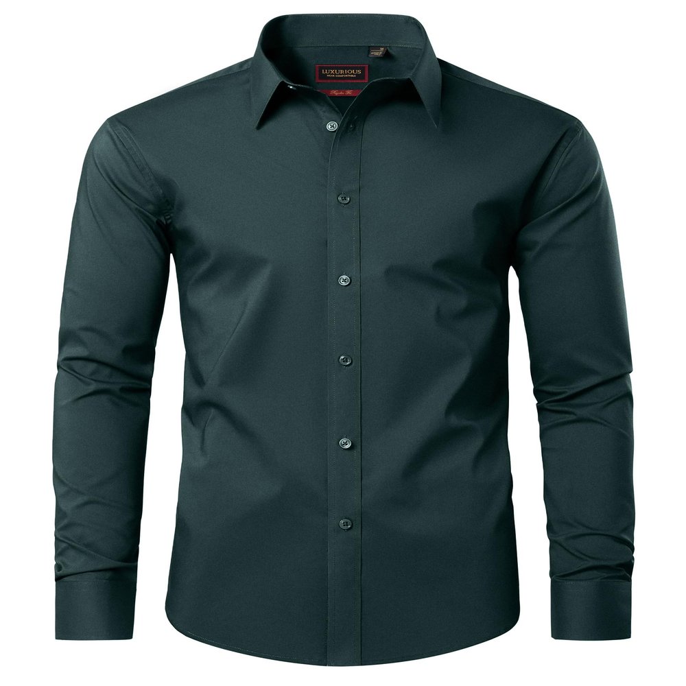 Lion Nardo Dark Green Mens Dress Shirt Cotton Button Down Shirt Long Sleeve Wrinkle Free Dress Shirts Business Casual Shirts Formal Regular Fit