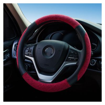FUERU Car Steering Wheel Cover Set Car Steering Wheel Cover Comfortable Linen Moisture Absorption Anti-Wrinkle Car Interior (Color : 5#)