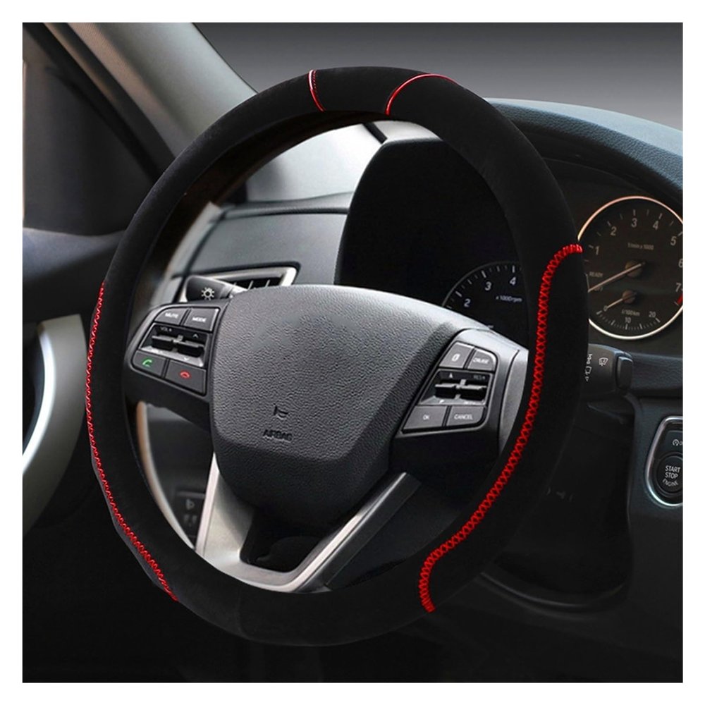 FUERU Car Steering Wheel Cover Set Car Steering Wheel Cover Simple Warm Winter Short Plush Car Interior Men and Women Gifts (Color : 1#)