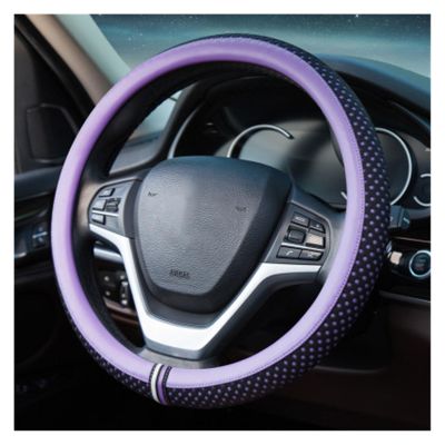 FUERU Car Steering Wheel Cover Set Car Steering Wheel Cover Soft Leather Waterproof Anti-Wrinkle Car Interior Decorations (Color : 2#)