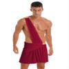 easyforever Men's One-Shoulder Mr. Toga Halloween Party Costume Outfit Ancient Greek Fancy Dress Burgundy 3X-Large view 1