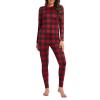 Thermal Underwear for Women Long Johns Fleece Lined Base Layer Top and Bottom Thermals Sets Long Underwear Women Winter Clothes Red Lattice Large view 2