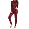 Thermal Underwear for Women Long Johns Fleece Lined Base Layer Top and Bottom Thermals Sets Long Underwear Women Winter Clothes Red Lattice Large view 3