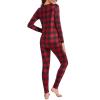 Thermal Underwear for Women Long Johns Fleece Lined Base Layer Top and Bottom Thermals Sets Long Underwear Women Winter Clothes Red Lattice Large view 4