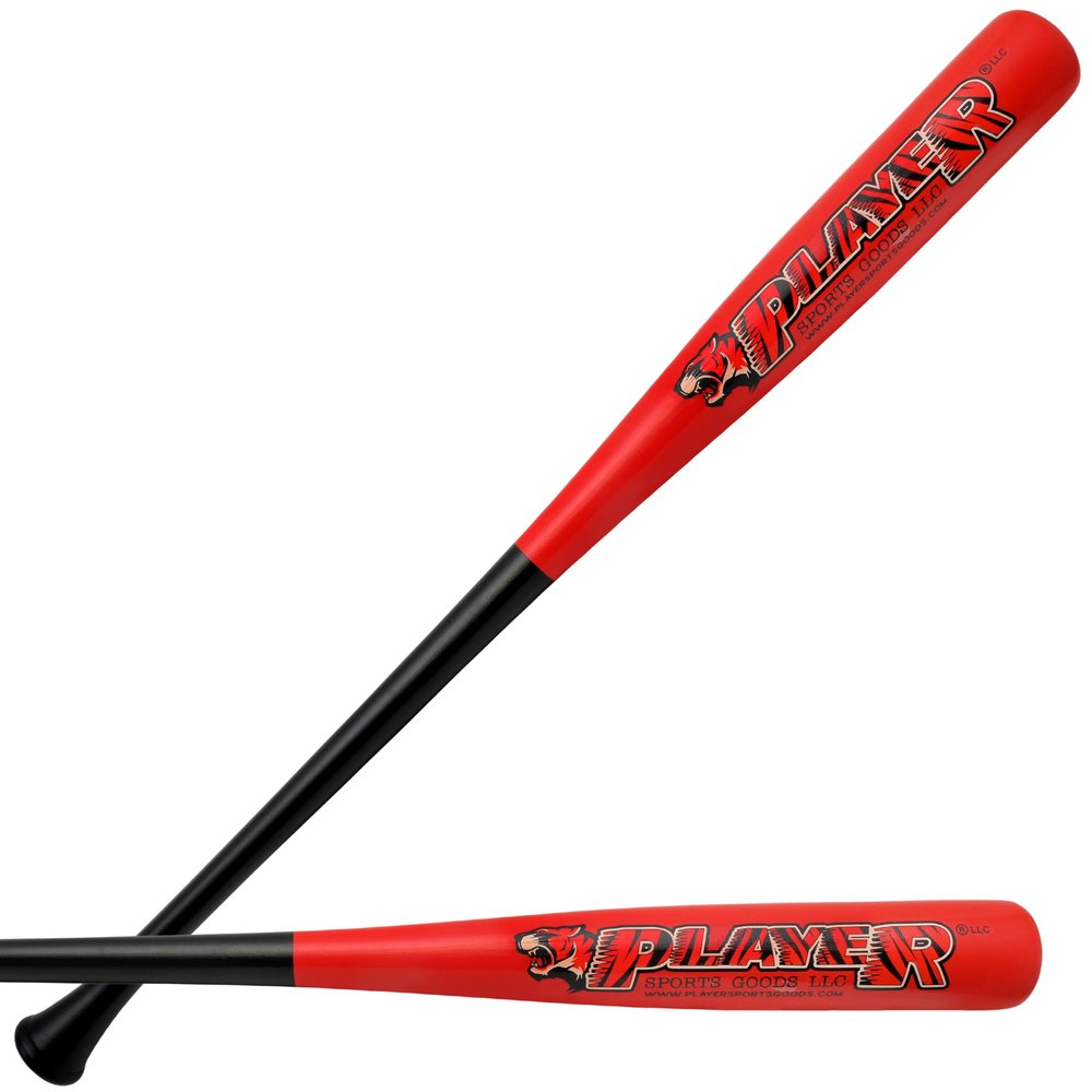33" - C271- Pro Maple Wooden Baseball Bat/Barrel Diameter 2-1/2" / Weight: 30 Oz for Adults - Youth - Professional Players & Leagues in Black & Red by Player Sports Goods LLC