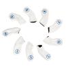 9Pcs Golf Head Cover Club Iron Putter Head Protector Set PU Waterproof Golf Club Head Cover for Right Left Handed Golfer Lovers(White)
