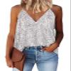 miduo Women's Tank Tops Summer Ladies Fashion Sequin V Neck Strappy Tanks Tops Cami Shirts Sleeveless Tops Blouses for Women Silver XS view 1