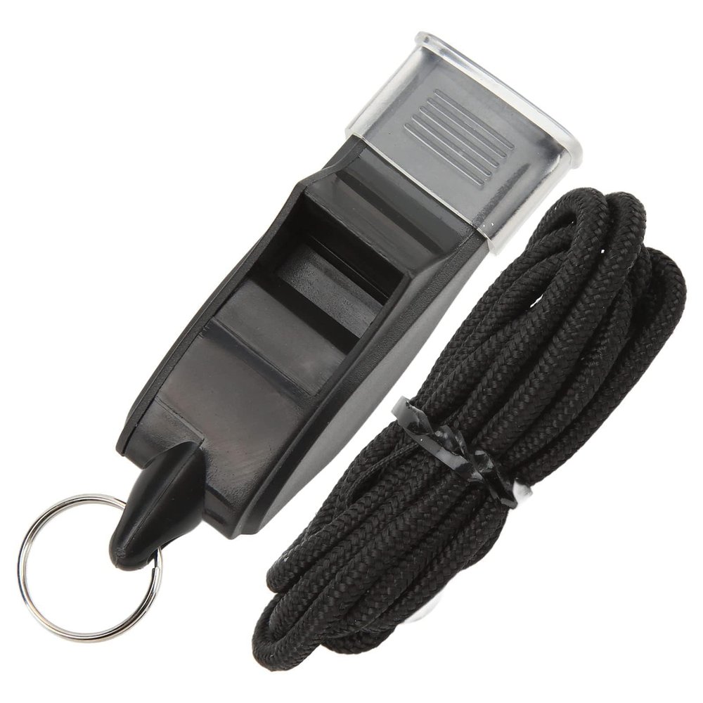 Whistle Plastic Sports Whistles with Lanyard & Cap Loud Crisp Sound Whistle Perfect for Coaches, Referees, and Officials Black Train Whistle Safety Whistle Emergency Football Whistle