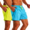 YnimioAOX 2 Pack Men's Swim Trunks Quick Dry Beach Shorts with Mesh Lining,Sky Blue/Yellow,32 view 2
