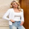 GoMamee Womens Open Front Casual Long Sleeve Knit Clasic Sweater Cardigan White, Medium view 2