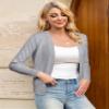 GoMamee Women's Cardigans Lightweight Casual Open Front Sweaters for Women Light Gray, Medium view 2