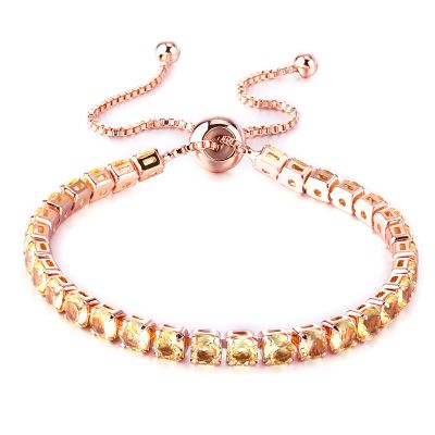 Fivoilin Tennis Bracelets for Women, Dainty 18K Gold Plated Cubic Zirconia Classic Adjustable Slider Bracelet Fashion Jewelry Gift for Her Birthday Valentines' Day Wedding Party Prom Graduation