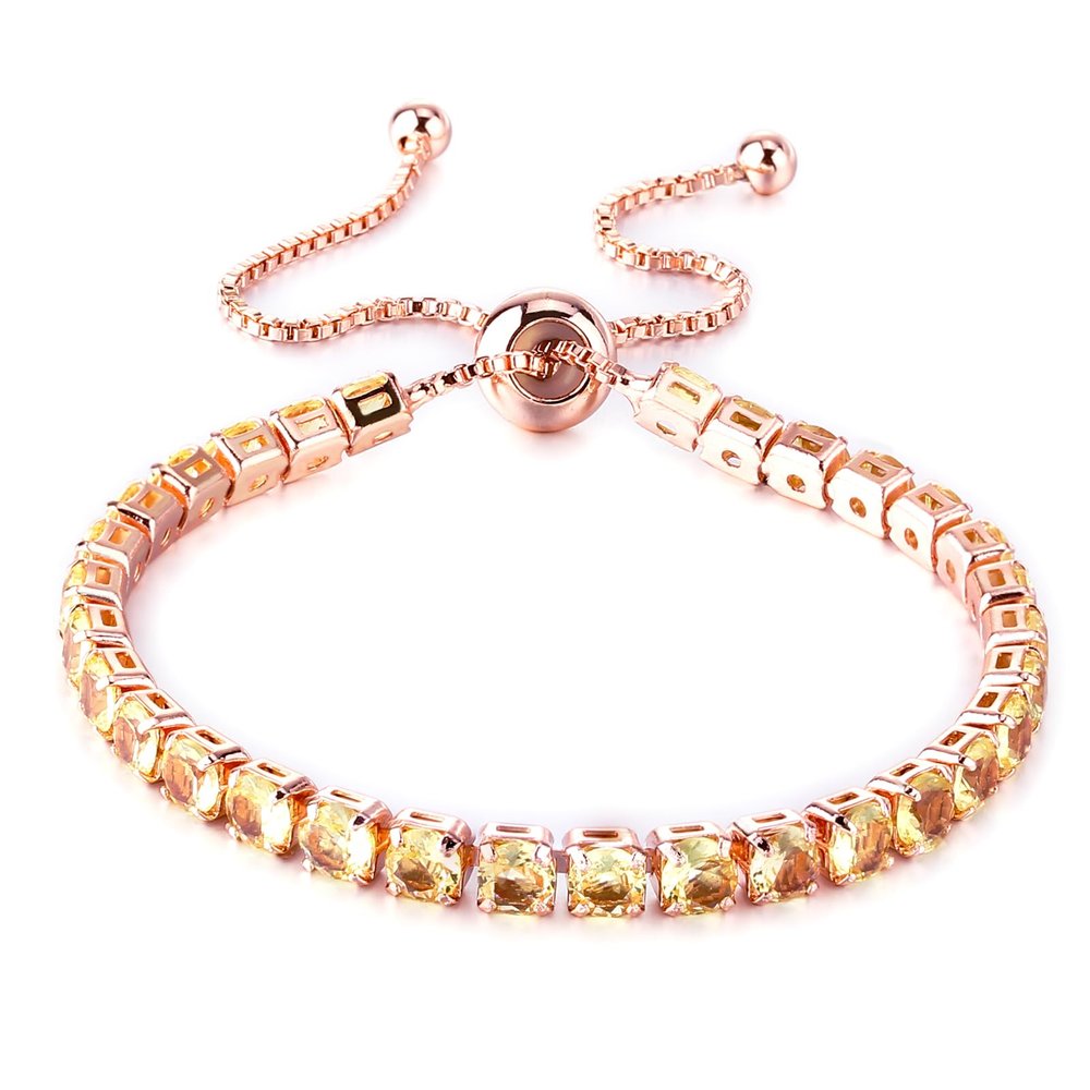 Fivoilin Tennis Bracelets for Women, Dainty 18K Gold Plated Cubic Zirconia Classic Adjustable Slider Bracelet Fashion Jewelry Gift for Her Birthday Valentines' Day Wedding Party Prom Graduation
