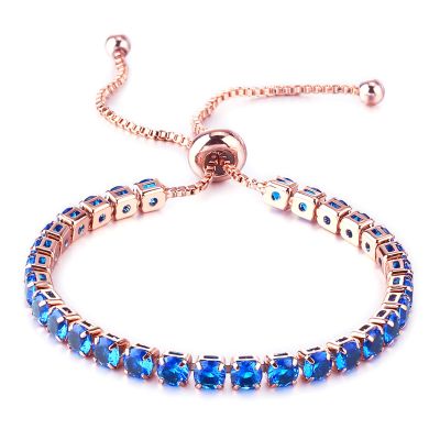 Fivoilin Tennis Bracelets for Women, Dainty 18K Gold Plated Cubic Zirconia Classic Adjustable Slider Bracelet Fashion Jewelry Gift for Her Birthday Valentines' Day Wedding Party Prom Graduation