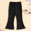 Toddler Kids Girls Solid Color Pants 3PC Knited Ribbed Flare Pants Stretch Slim Fit Bell Bottom Trousers (Pink, 5-6 Years) view 4