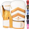 Exxact Sports Clash Boxing Gloves for Men, Durable Engineered Leather Mens Boxing Gloves with Padded Protection, Womens Boxing Gloves for MMA, Muay Thai & Sparring Gloves (White/Gold, 12 OZ) view 1