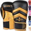 Exxact Sports Clash Boxing Gloves for Men, Durable Engineered Leather Mens Boxing Gloves with Padded Protection, Womens Boxing Gloves for MMA, Muay Thai & Sparring Gloves (Black/Gold, 10 OZ) view 1