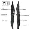Cavol Ripback Thumb Hole Knife,3.85" Stonewashed M390 Blade,4.84" Titanium Scale Handle Frame Lock Folding,Reverse Grip Pikal Knife,4.63oz EDC Pocketclip (Green) view 4
