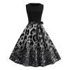 Women Fashion Leopard Print Cocktail Party Dress 1950s Vintage Pinup Dress Retro Sleeveless Evening Gown Prom Dress view 1