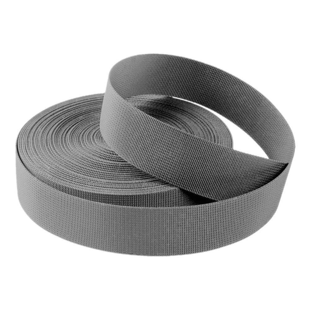 10 Yard Grey/Black Heavy Nylon Webbing Strap for Bags, Cargo/Luggage Strapping, Outdoor Climbing