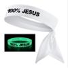 100% Jesus Sports Head Tie Headband & Silicone Wristband Soccer Ftbol Football White Black Athletics Fitness Stretch Sweatband Bandana Moisture Wicking (1 White Headband + 1 Glow Wristband) view 1