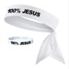 100% Jesus Sports Head Tie Headband & Silicone Wristband Soccer Ftbol Football White Black Athletics Fitness Stretch Sweatband Bandana Moisture Wicking (1 White Headband + 1 Glow Wristband) view 2