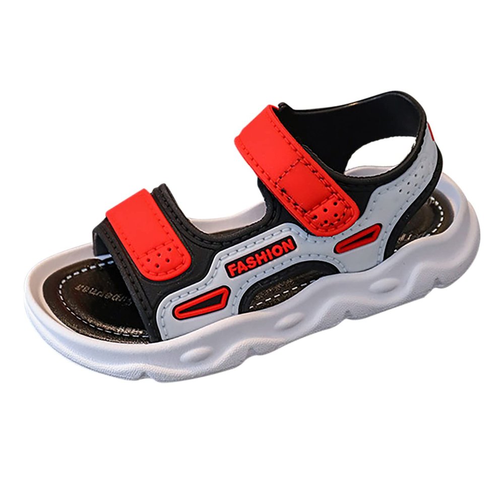 Boy Fashion Comfortable Beach Sandals With Soft Soles In Summer Hiking Shoes Kids (Red, 11 Little Child)