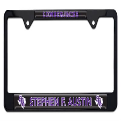SFA Stephen F Austin State University Metal License Plate Frame (Black Mascot)