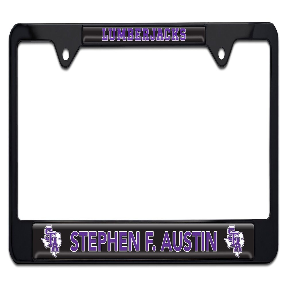 SFA Stephen F Austin State University Metal License Plate Frame (Black Mascot)