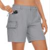 MAGCOMSEN Women's Hiking Cargo Shorts Lightweight Quick Dry Travel Golf Shorts with Zipper Pockets Light Grey Shorts, M view 1