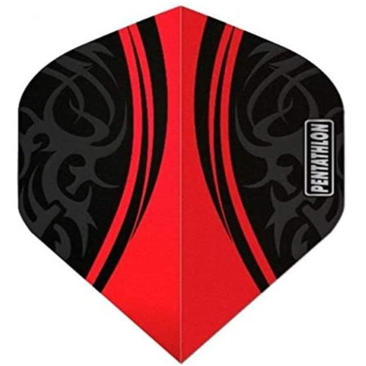 US Darts 3 Sets (9 Flights) Pentathlon RED/Black Standard Dart Flights - 100 Micron - Ex-Tough