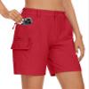 MAGCOMSEN Women's Shorts Lightweight Quick Dry Hiking Shorts Zipper Pockets 7" Golf Travel Casual Work Shorts Red, M view 1