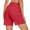 MAGCOMSEN Women's Shorts Lightweight Quick Dry Hiking Shorts Zipper Pockets 7" Golf Travel Casual Work Shorts Red, M view 3