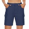 MAGCOMSEN Womens 7 Inch Inseam Cargo Shorts with Pockets Stretchy Elastic Waist Outdoor Hiking Golf Shorts Navy Blue, 2XL view 2