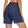 MAGCOMSEN Womens 7 Inch Inseam Cargo Shorts with Pockets Stretchy Elastic Waist Outdoor Hiking Golf Shorts Navy Blue, 2XL view 3