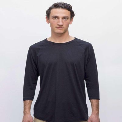 Los Angeles Apparel Adult USA-Made Three Quarter Sleeve Raglan Baseball T-Shirt White-Navy