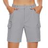 MAGCOMSEN Women's Hiking Cargo Shorts Lightweight Quick Dry Travel Golf Shorts with Zipper Pockets Light Grey Shorts, XL view 2
