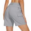MAGCOMSEN Women's Hiking Cargo Shorts Lightweight Quick Dry Travel Golf Shorts with Zipper Pockets Light Grey Shorts, XL view 3