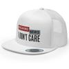 RIVEMUG Breaking News I Don't Care Funny Trucker Hat Flat Bill High Crown Adjustable Cap White view 1