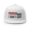 RIVEMUG Breaking News I Don't Care Funny Trucker Hat Flat Bill High Crown Adjustable Cap White view 2
