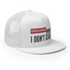 RIVEMUG Breaking News I Don't Care Funny Trucker Hat Flat Bill High Crown Adjustable Cap White view 4