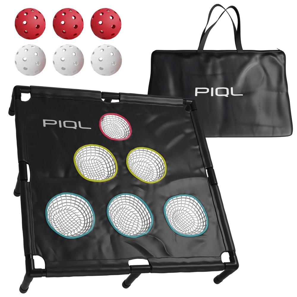 PIQL Pro Pickleball Target Net - Pickle Ball Training Aid and Social Games Pickle Ball Practice Equipment, Target System, Dink Pad Practice, Drive and Drop Shot Trainer, Pickleball Gift