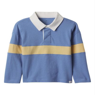 GAP Baby Boys Long Sleeve Rugby Polo Cabana Blue 6-12M