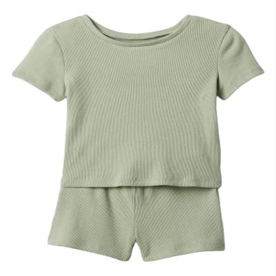 GAP Baby Girls Tee and Short Rib Set Desert Sage 3-6M