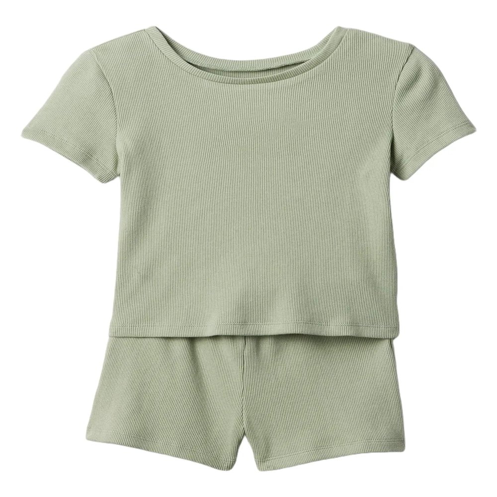 GAP Baby Girls Tee and Short Rib Set Desert Sage 3-6M