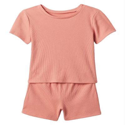 GAP Baby Girls Tee and Short Rib Set Pink Rosette 3-6M